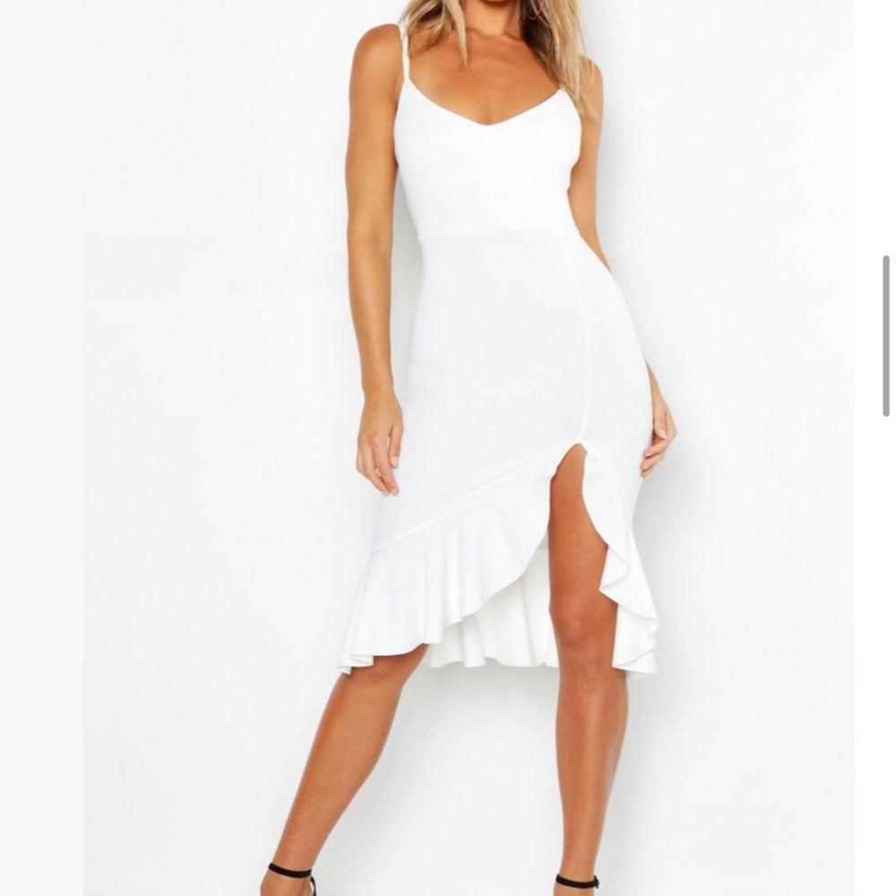 Strappy Frill Hem Midi Dress